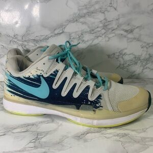 Nike Roger Federer RF 2014 Madrid Rome Men’s Tennis Shoes Gray Blue size 14
